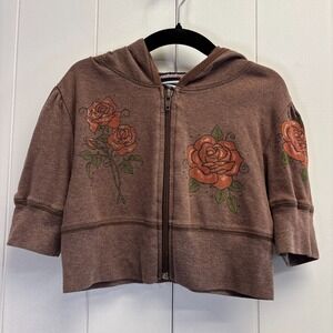 Eyeshadow Girls Y2K Indie Graphic Art Rose Floral Hoodie Size 7/8 Grunge Comfy